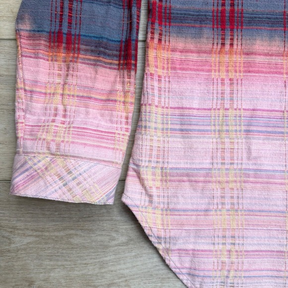 Aratta Silent Journey Flannel Shirt Jacket Patched Boho Grunge Ombre Bohemian - Picture 10 of 14